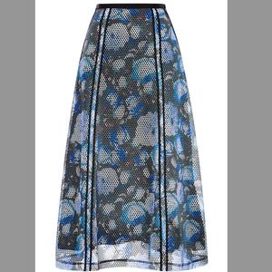 NOIR SACHIN & BABI Malva Blue Multicolor Floral Printed Mesh Midi